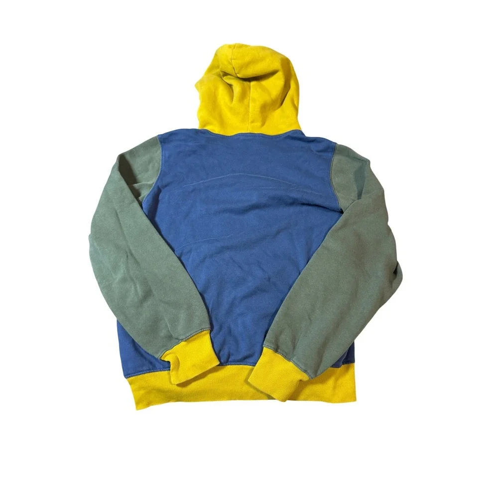 The North Face‎ Colorblock Hoodie Pullover Men Small Yellow Green Blue Cotton